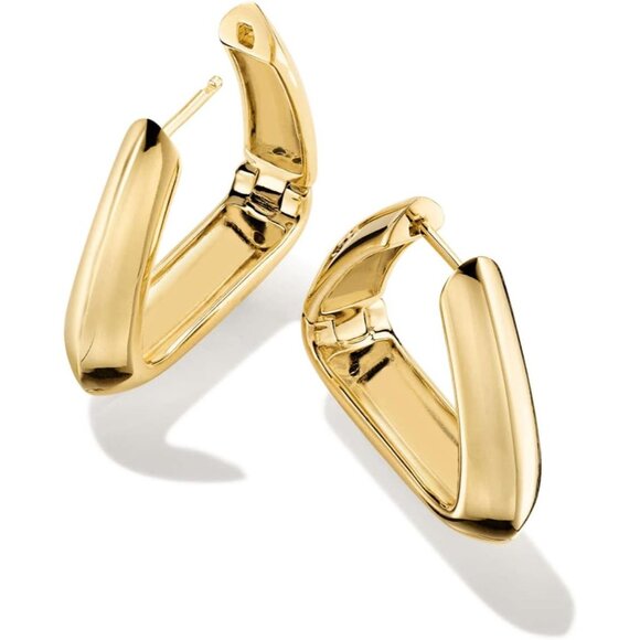 14K Gold Plated Thick Chunky Geometry Earrings for Women - Picture 4 of 6